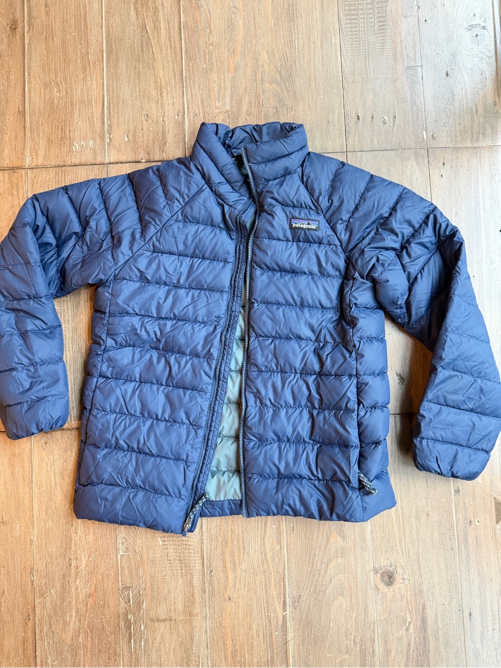 Patagonia Kids Down Sweater Jacket Navy Blue Boys Size Medium M 10